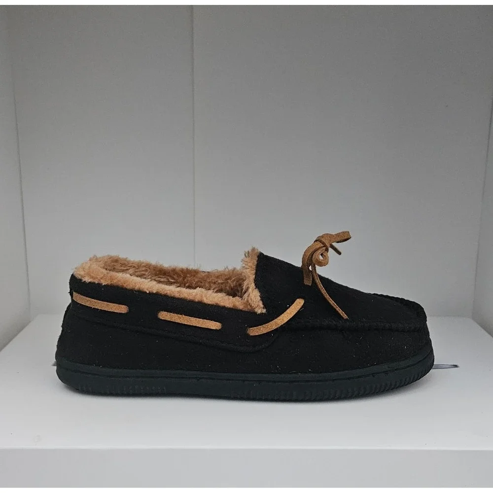 Beverly Hills Polo Club Moccasin Slippers Youth Size 1 Black Anti-Slip Sole